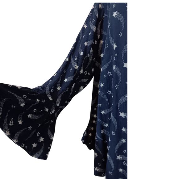 LANE‎ BRYANT Long Tunic Top Blouse Plus 18-2X Flowy Flutter Pockets Stars Blue - Picture 4 of 11